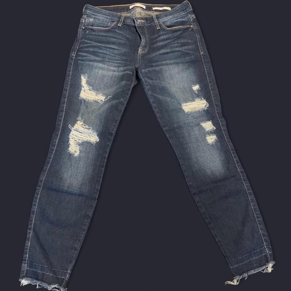 Guess Sexy Curve Ripped Dark Blue Skinny Jeans